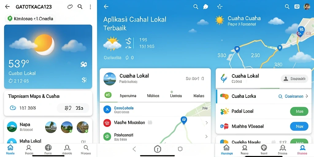 Antarmuka aplikasi GATOTKACA123 menampilkan informasi cuaca lokal secara jelas.
