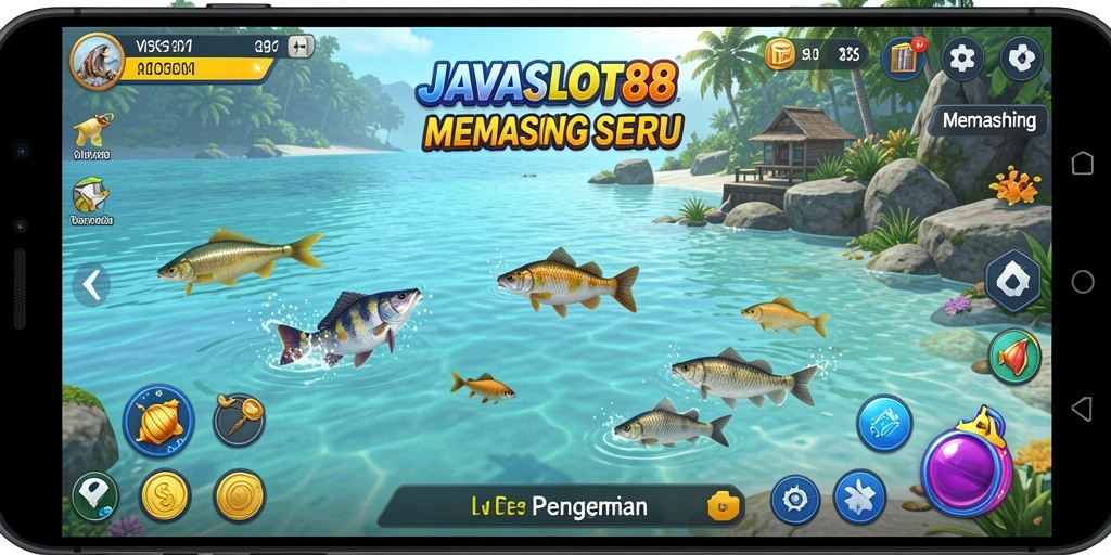 Antarmuka menarik dari game Memancing JAVASLOT88 dengan grafik memukau.