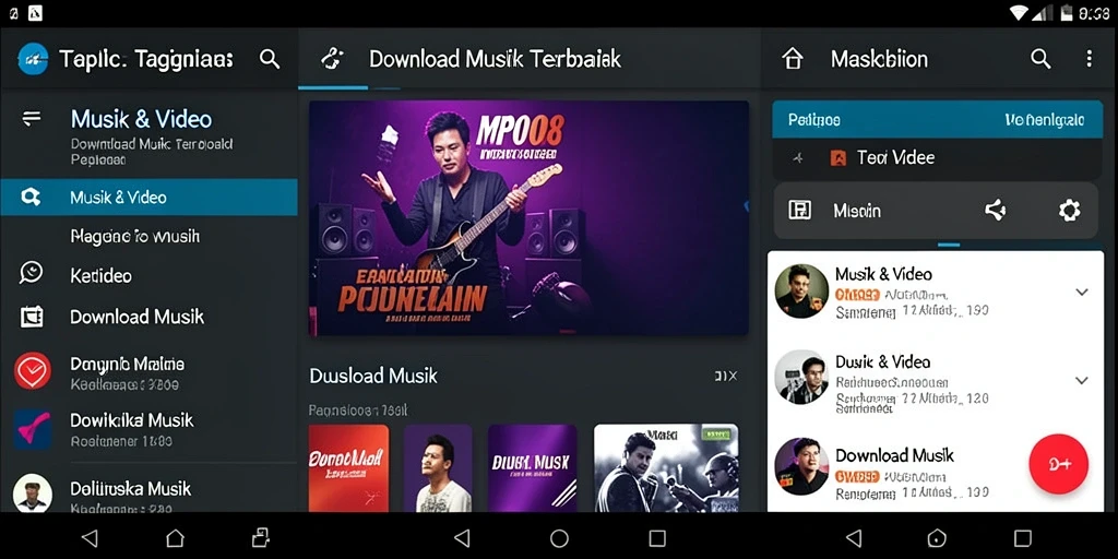 Screenshot MPO08 menampilkan antarmuka pengunduhan musik yang intuitif.