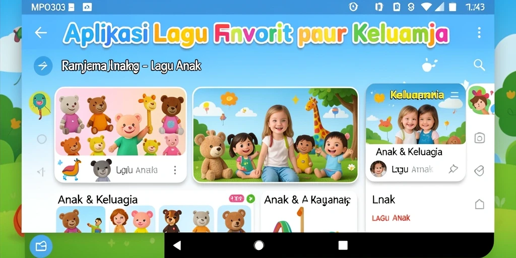 Antarmuka ramah anak dengan pilihan lagu edukatif yang menyenangkan.