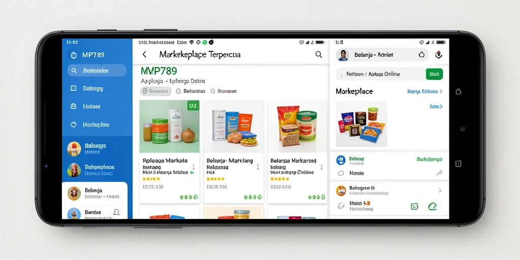 Tampilan antarmuka utama MVP789 dengan berbagai pilihan produk Marketplace.