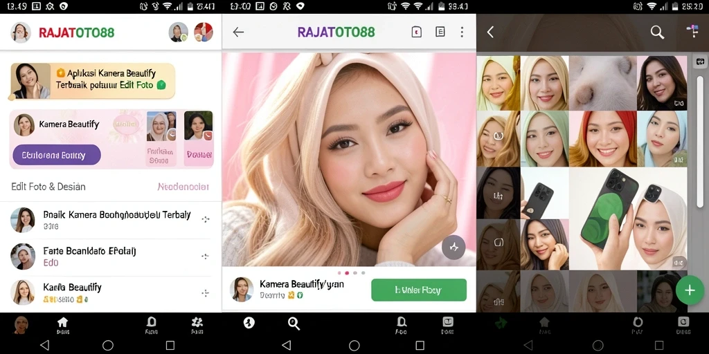 Antarmuka aplikasi RAJATOTO88 dengan fitur Kamera Beautify yang menarik.