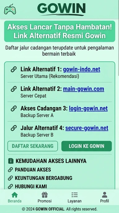 Halaman Link Alternatif untuk Pengguna Gowin